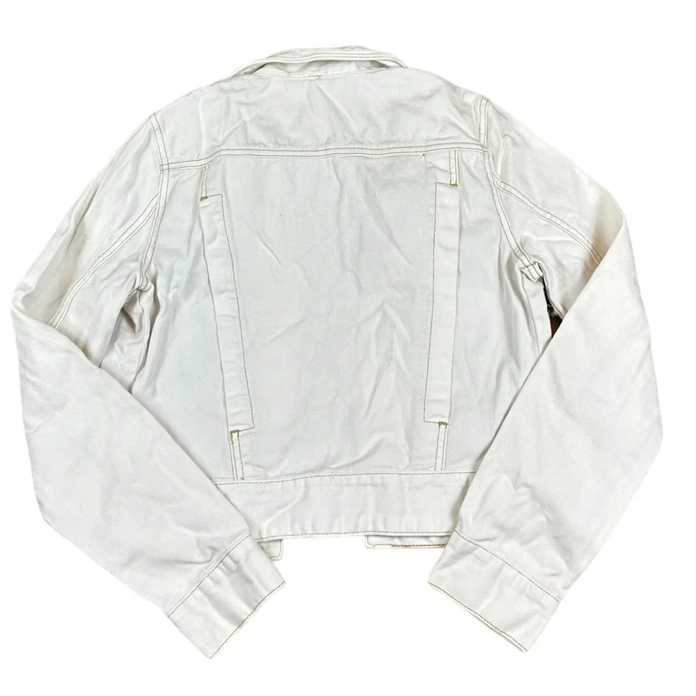 FREE PEOPLE: Fitted Cream Denim Jean Jacket - Size Small - Picture 10 of 11